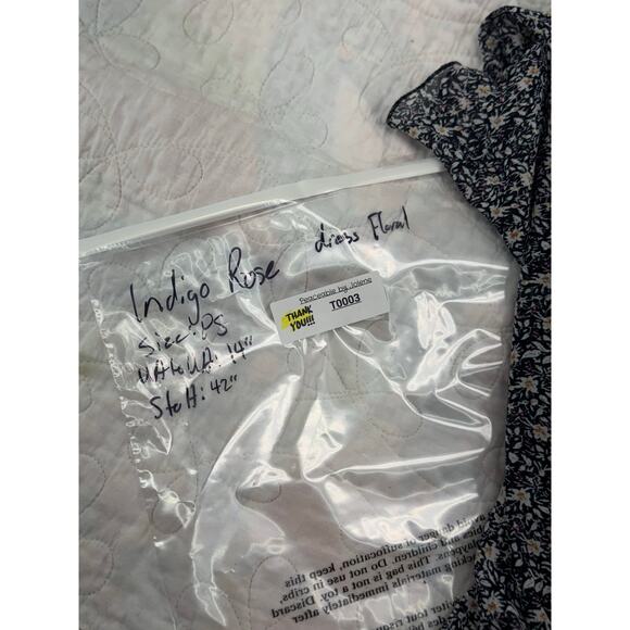 Indigo Rose PS women’s pleted blue, and white floral  cottagecore midi dress - Picture 7 of 7